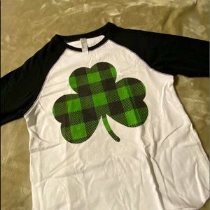 Kids Raglan Tee Plaid Shamrock - Size 5-6